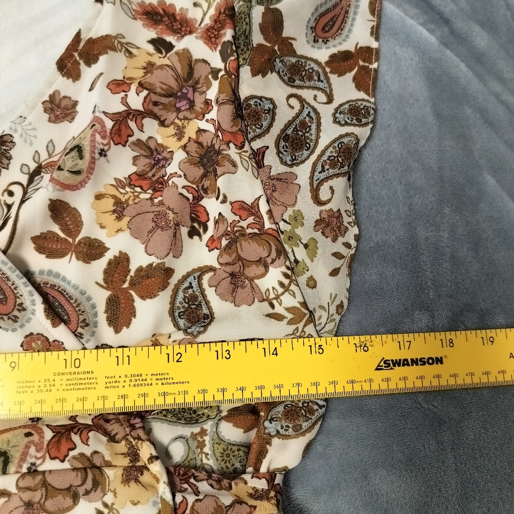 Antropologie Drew Brown Paisley Floral Wrap Dress Size M Flutter‎ Sleeves Hi Lo - Picture 13 of 16